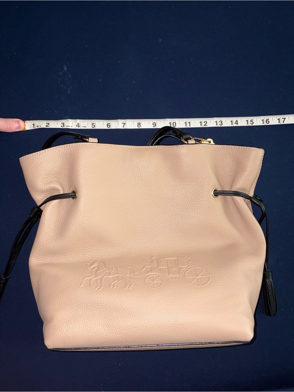 Coach Taupe Leather Purse with Black Accents - Picture 12 of 15